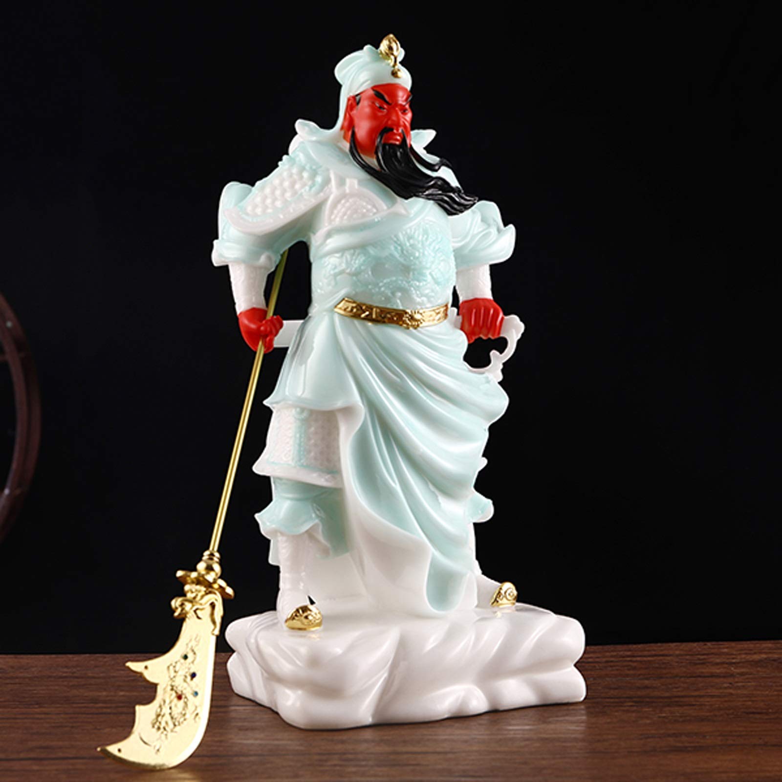 Statue di Buddha Artificiale Giada Buddha Statua squisita cinese Guan Guan Gong Decorazione Statua Guan Yu Buddha Statua Casa Soggiorno Casa Soggiorno Feng Shui Regalo 15 pollici Decorazione Feng Shui