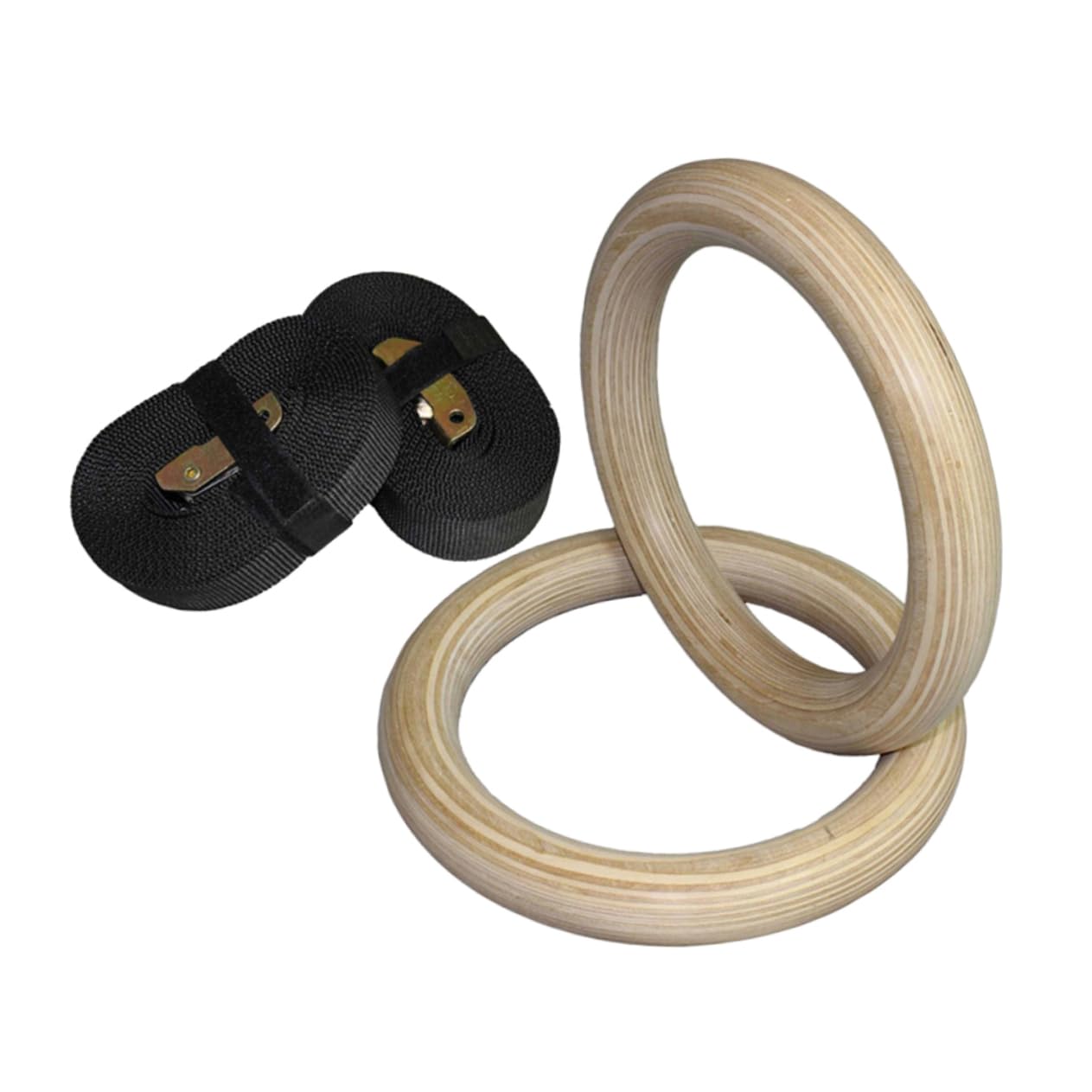 Abaodam Heavy Duty Wooden Gym Rings for Fitness Equipment Strength Training Gymnastics Wide Nylon Straps