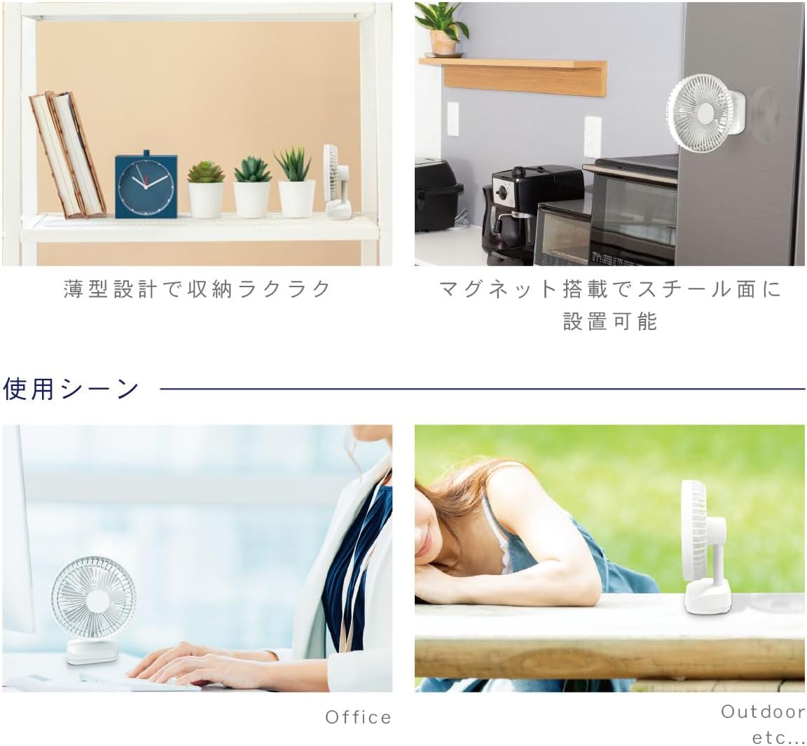 トップランド 扇風機 DCモーター 卓上 デスクファン 小型 12cm コンパクト コードレス どこでもファン 風量3段階調節 3電源対応 (AC + USB + 内蔵電池) ブラック SF-DFC18BK