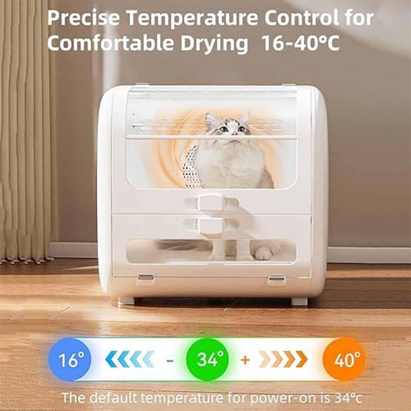 Suszarka do zwierząt, suszarka pielęgnacji, pojemność 100 l, 4 tryby/6 prędkości nawiewu, regulacja temperatury 16-40°C i timer 1-120 min