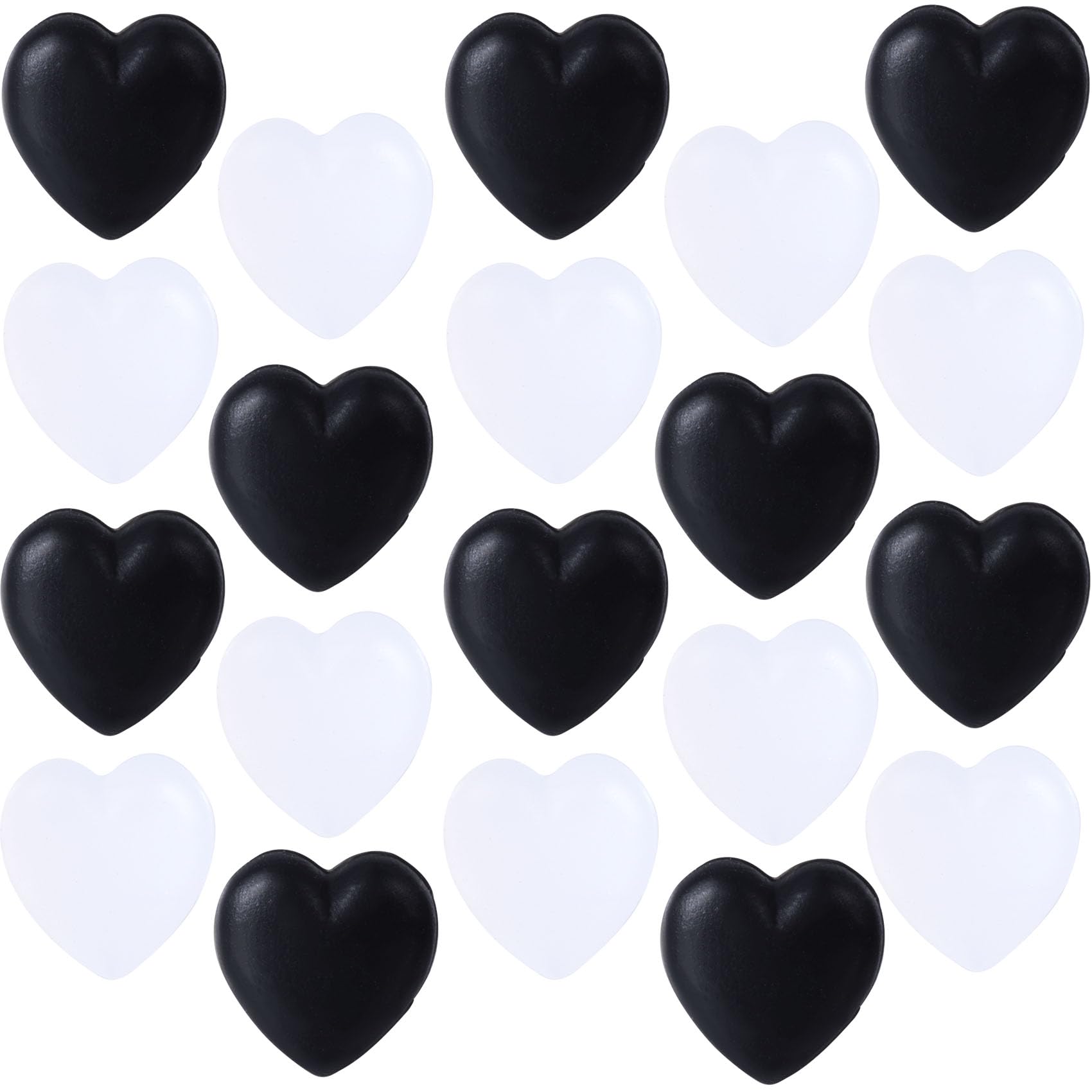 YALOJE 10Pairs Heart Glasses Ear Grips, Non-Slip Silicone Retainers for Eyewear, Comfortable Hooks to Stop Glasses Sliding (20pcs, Clear, Black)