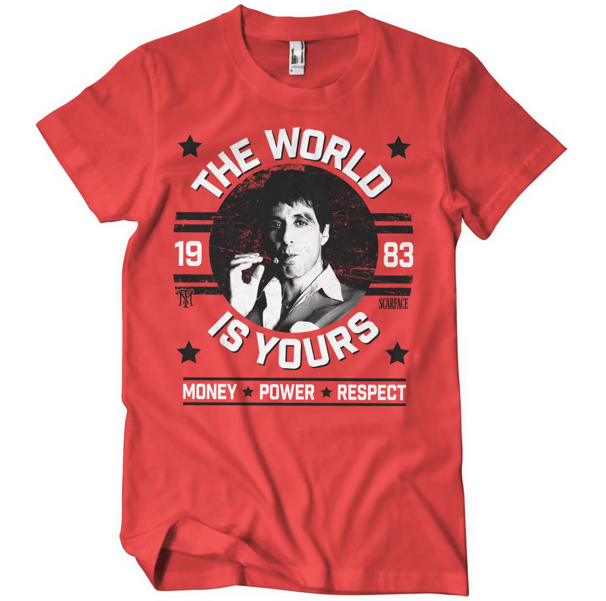 Scarface Men's Red Officially Licensed The World Is Yours T-Shirt (Red), X-Large
