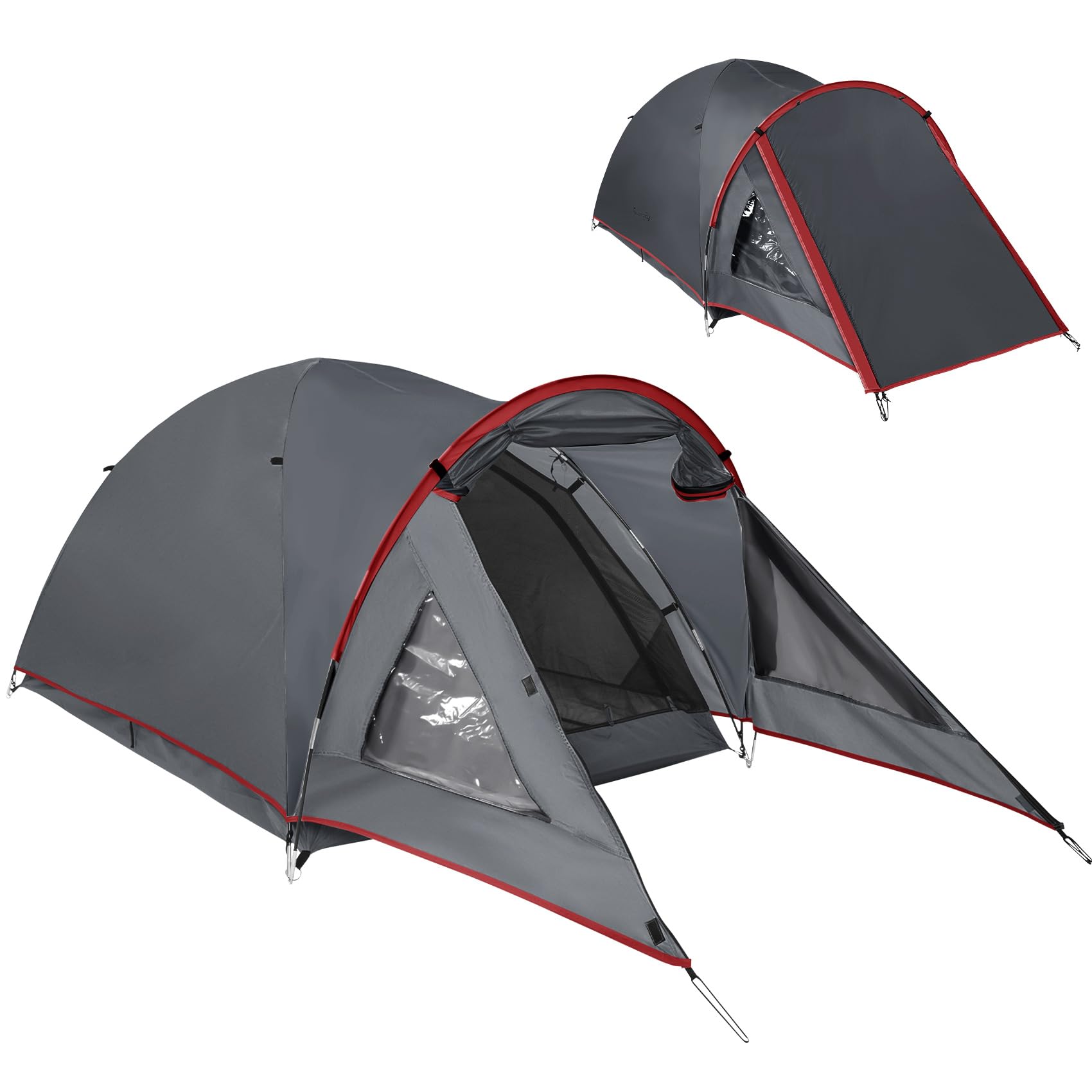2 -Mann -Zelt mit geräumiger 110 × 100 cm Veranda - 3000 mm wasserdichtes Doppelhaut Dome, leichtes Windschutzgebiet für Camping, Wandern, Rucksackpacken, Festivals