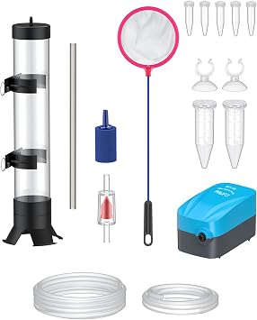 Pawfly Brine Shrimp Hatchery Kit, Shrimp Egg Incubator, Brine Shrimps Hatching Set, Artemia Hatchery with Air Pump, Live Brine Shrimps Net, Automatic Feeders & More