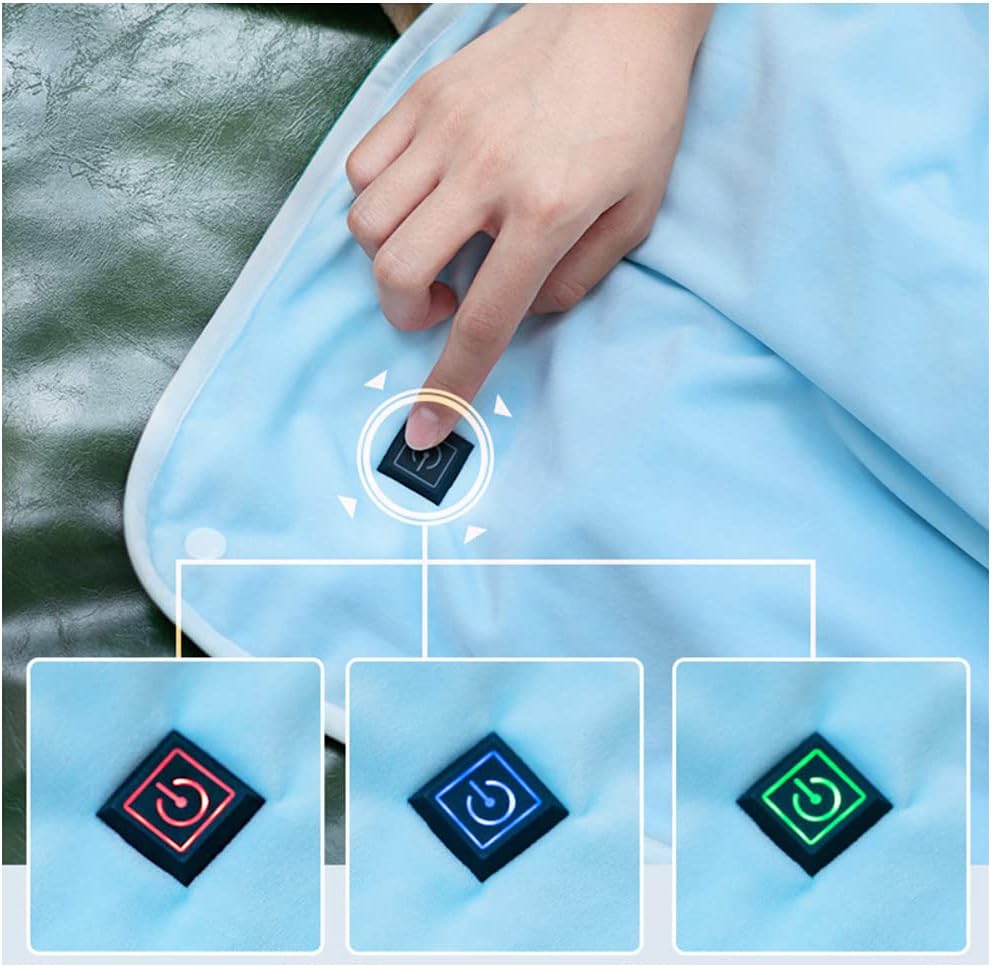 review Heated Throw - Electric Blanket Electric Heating Blanket, Heated Cordless Battery, Portable USB Electric Heated Blanket, 3 Heating Levels, 2 Hours Auto Shut Off Setting, Warm Heated Shawl (Blue) ( Col