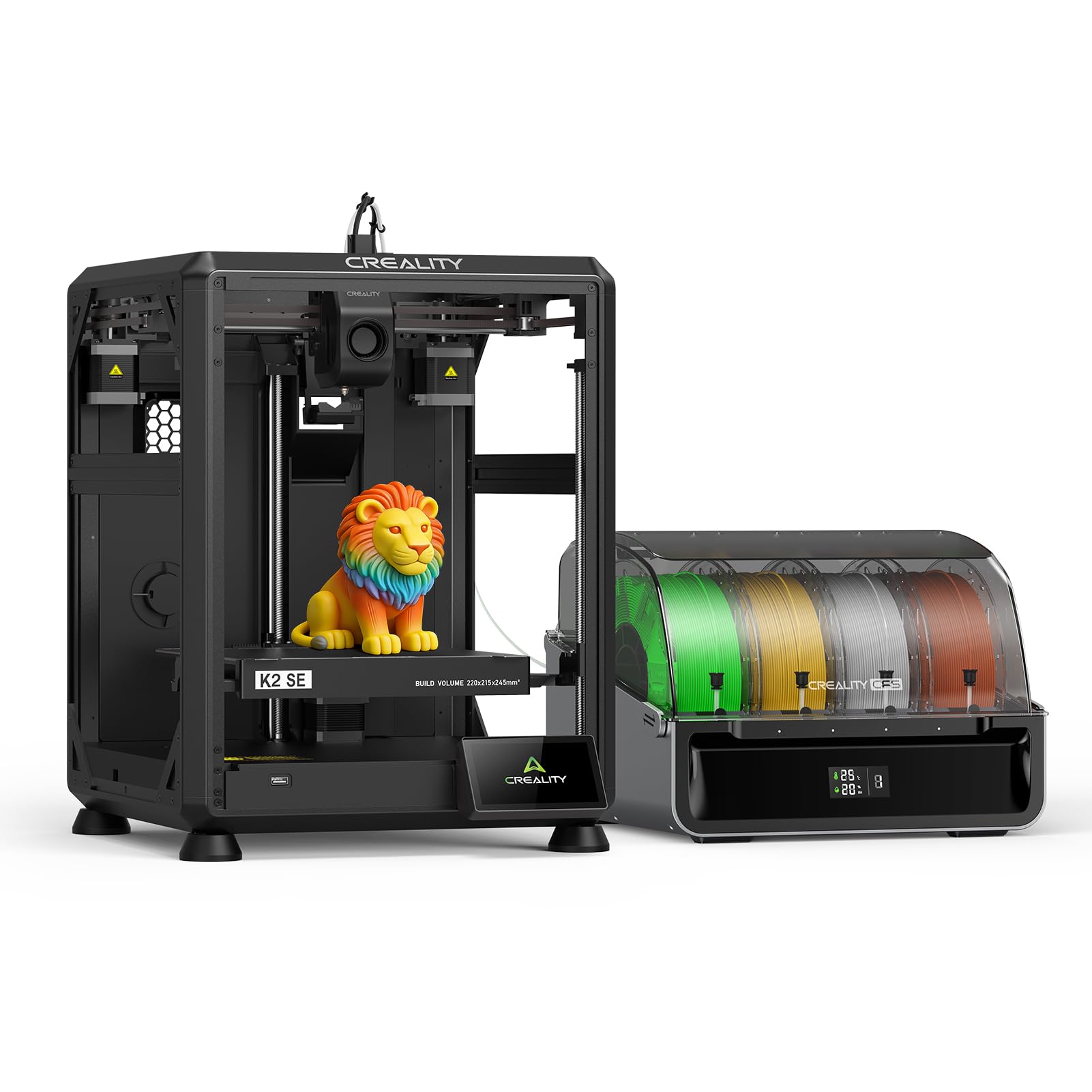 Creality K2 SE Combo Impresora 3D 2026, Multicolor con CFS, impresión rápida de 500 mm/s, extrusor de accionamiento Directo, nivelación automática, Volumen de impresión de 220 × 215 × 245 mm