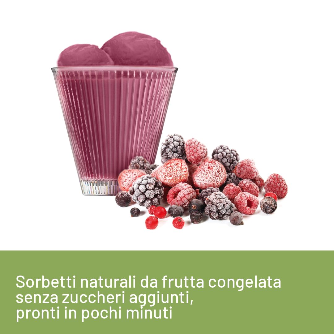 Imetec Succovivo Pro 2000, Estrattore di Succo, Spremitura a Freddo 48 Giri/Min, 100% Vitamine, Filtro per Succhi, Filtro Succhi con Fibre, Cestello per Sorbetti, Ricettario