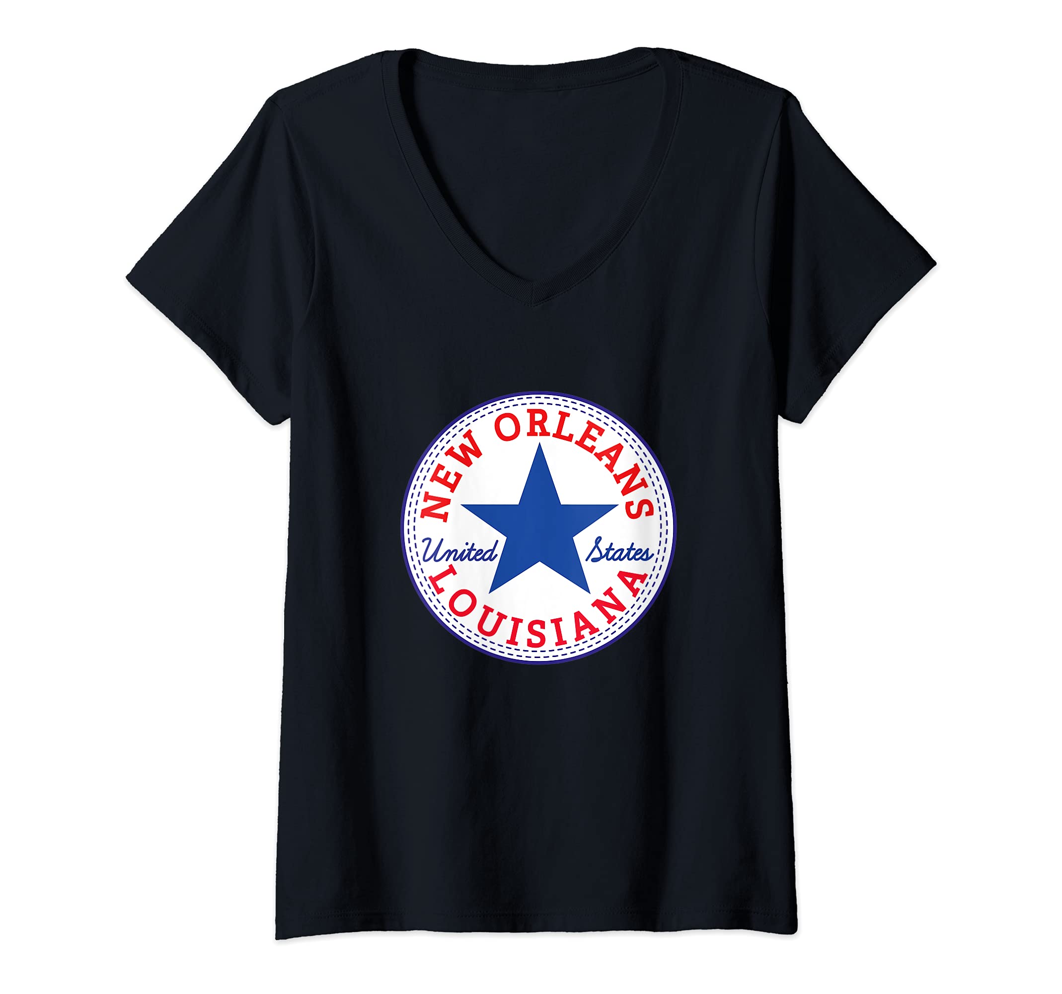 Womens New Orleans Louisiana USA United States of America traveler V-Neck T-Shirt, Black