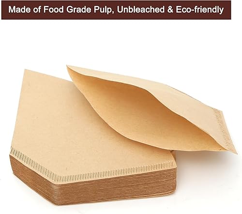 Miniatura 7 de Filtros de café 4 conos, 100 unidades de filtro desechable sin blanquear para cafetera por goteo, filtros de papel de café de 8 a 12 tazas, filtros