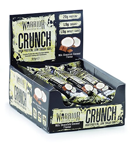Warrior Crunch Protein Bar - High Protein Snack - Milk Chocolate Coconut - 12x64g Bars