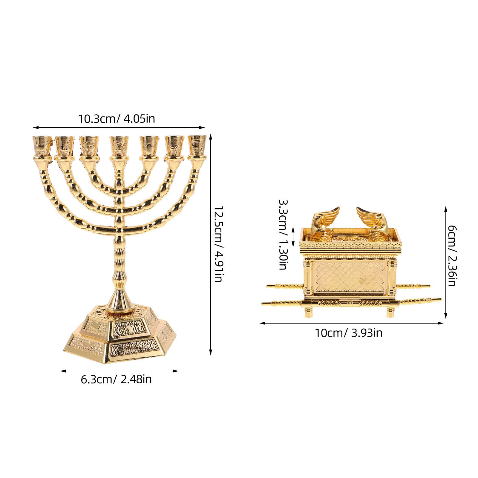 Tischkerzenständer und religiöse Skulptur aus Zinklegierung in Gold, spirituelle Kunstwerke für Wohnzimmertisch und religiöse Anlässe, 1 Set