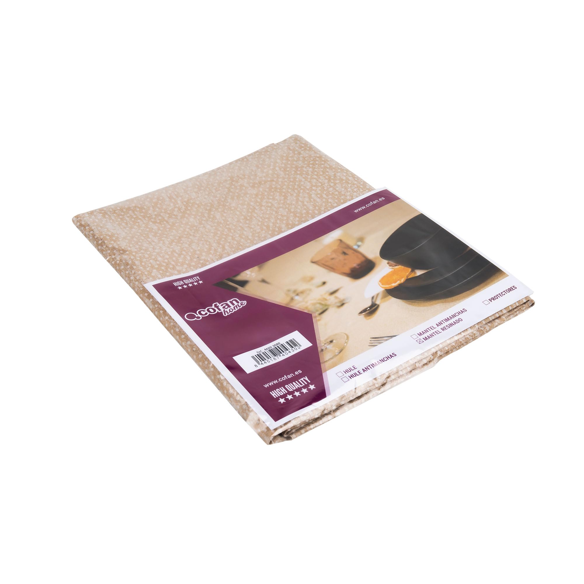 Cofan Mantel resinado Antimanchas | Diseño Moderno | Color: Beige y Blanco | Materiales: algodón y poliéster | Cinco Medidas Disponibles (1, 1,40 x 3 m)