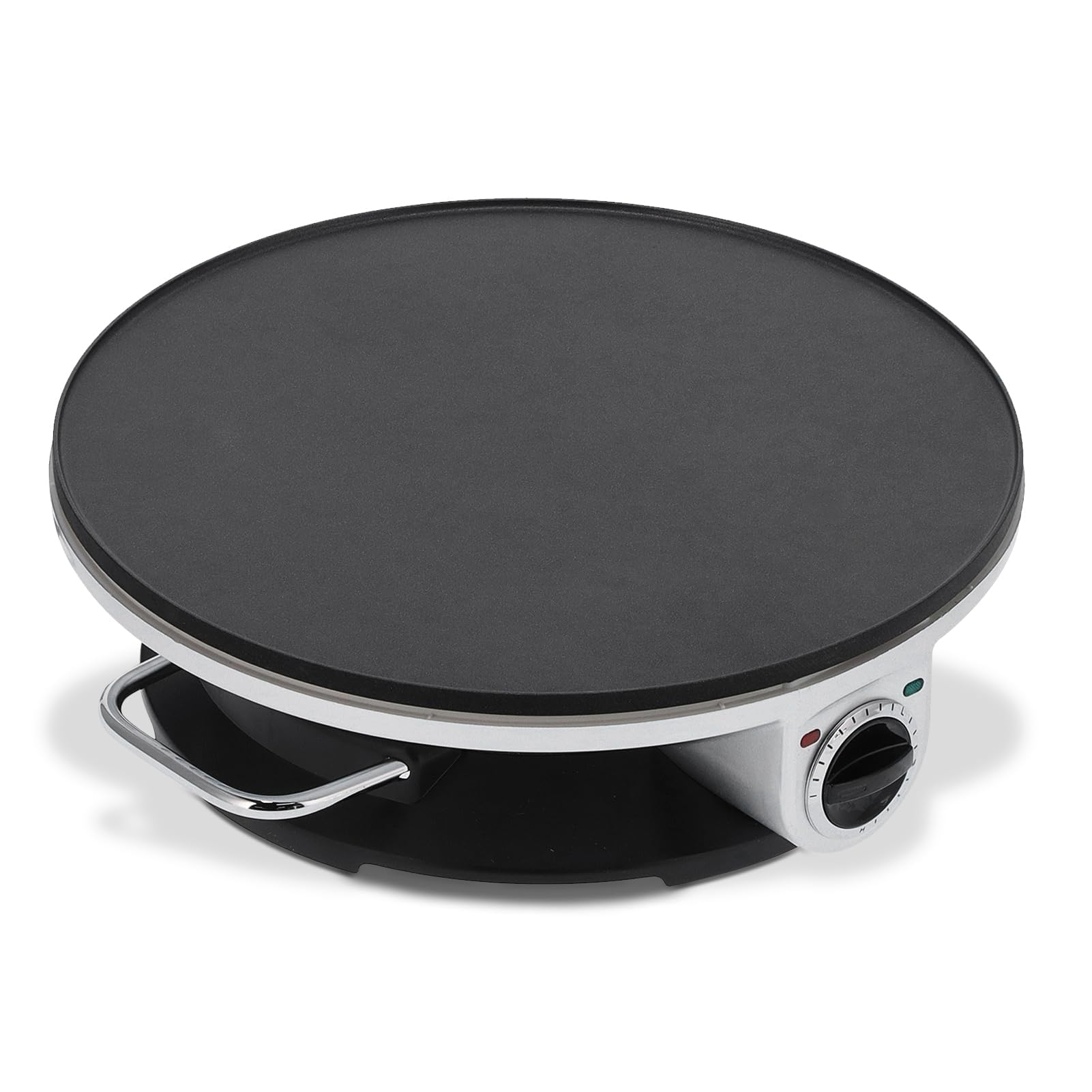 Crepera Eléctrica Multifunción de 1200 W Plancha Para Panqueques Acero Inoxidable 13 Pulgadas con Placa Caliente Estilo Sartén Antiadherente Crepes Dial Temperatura Ajustable 3 Velocidades