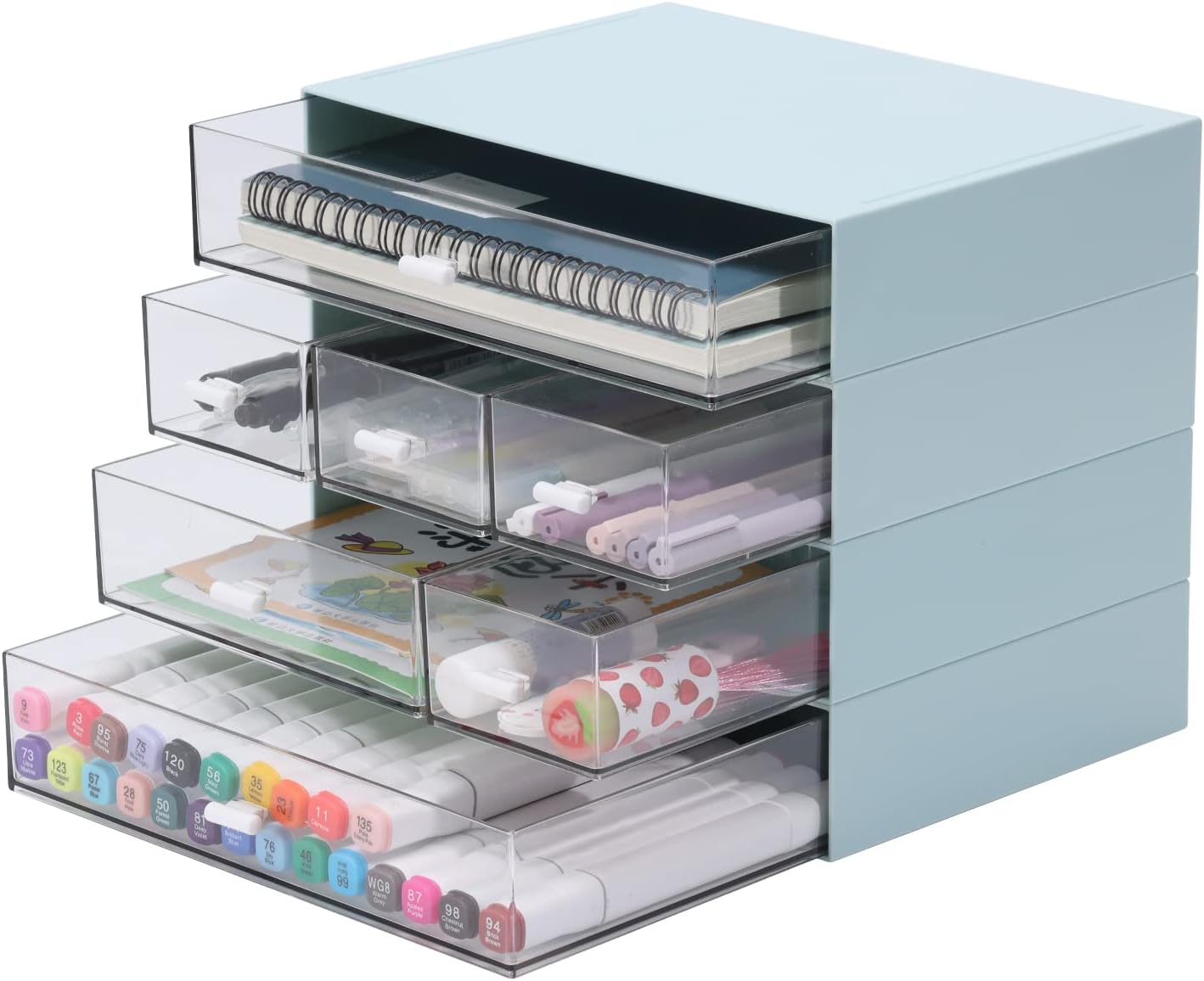 Zyners Large Stackable Desk Organizer Drawers, Plastic Desk