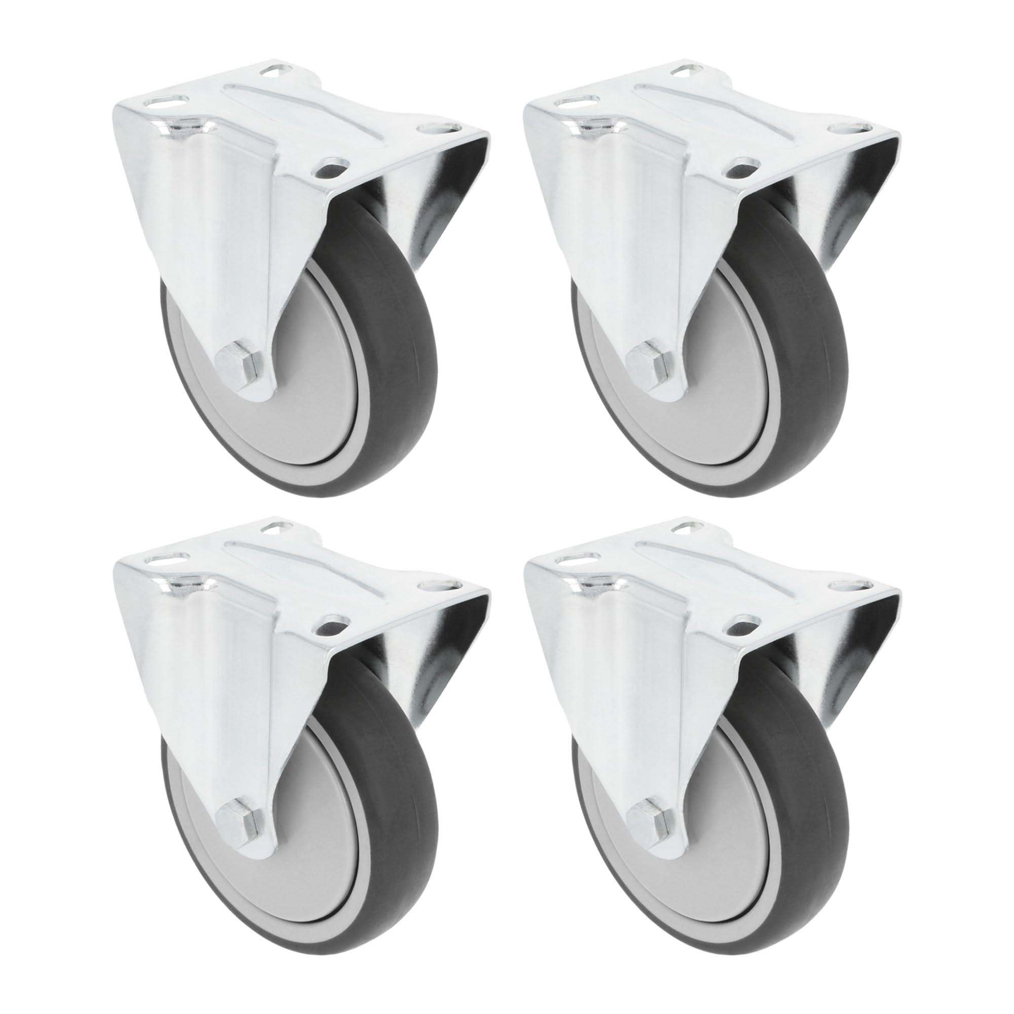 Amig - Pack of 4 fixed castors | Ø 100 mm | wheels for moving furniture or household appliances | Maximum weight 110 kg | for moving heavy furniture | Roller bearings, gray