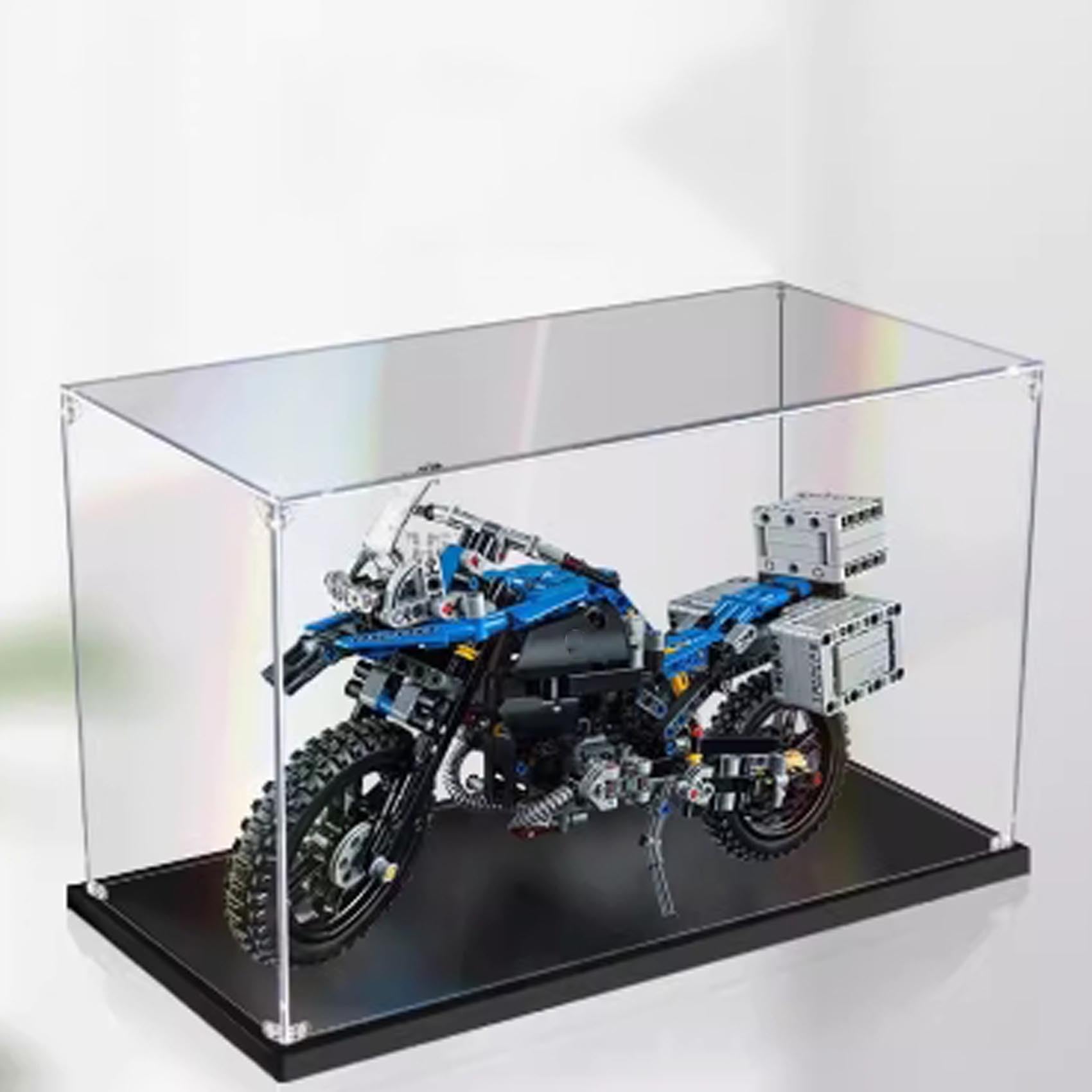 Akrylowa przezroczysta gablota do modelu motocykli Lego 42603, pyłoszczelna, przezroczysta gablota, 36,8 x 15,7 x 21,8 cm (tylko gablota) (2 mm)