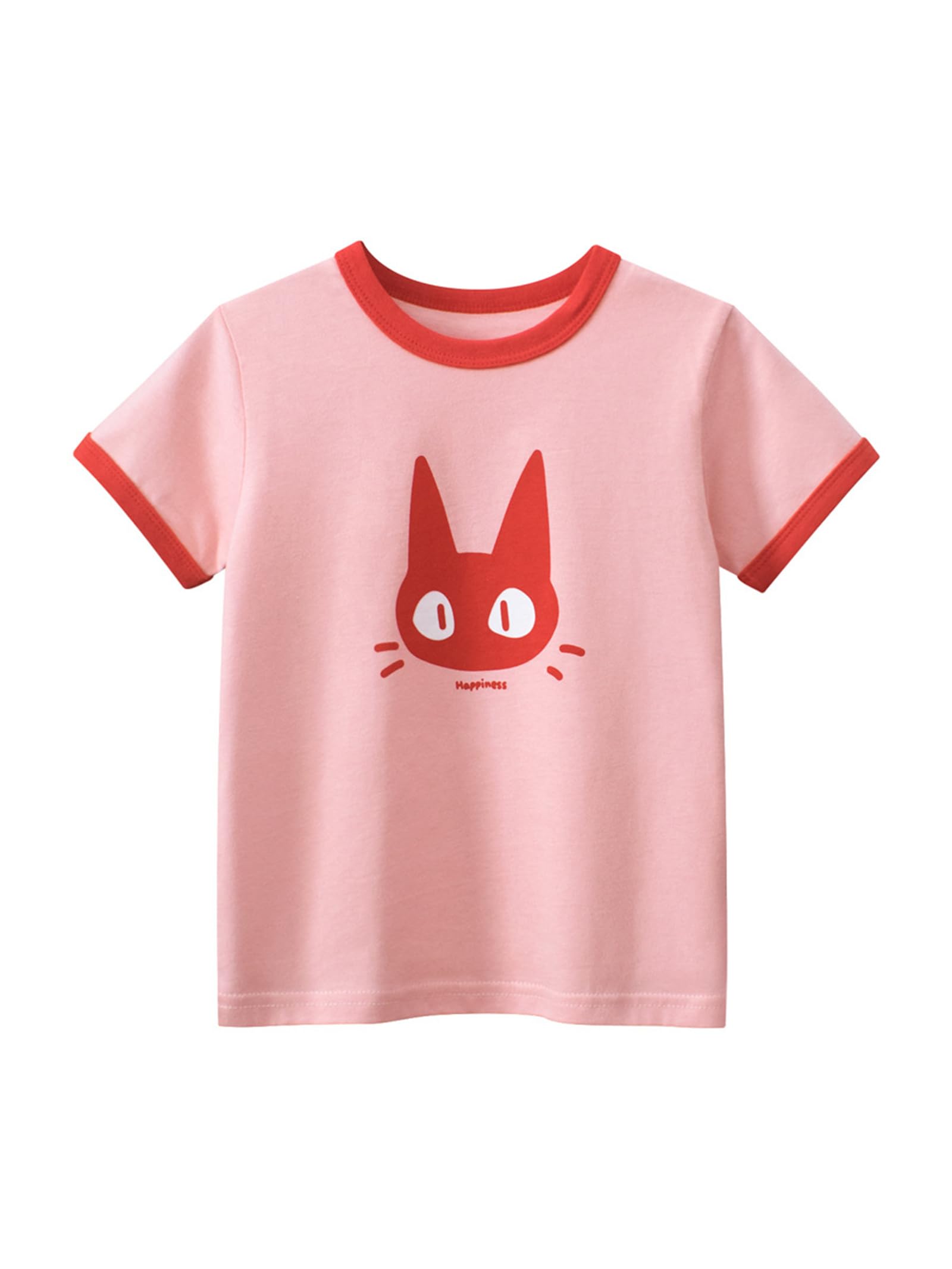 Newborn Baby Girls Short Sleeve T-Shirt Soft Cotton Pink Tee Tops Little Sister Summer Crewneck T-Shirt Pullover (Pink,130/5-6 Y,Unisex,Big Kid,US,Age,5 Years,6 Years)