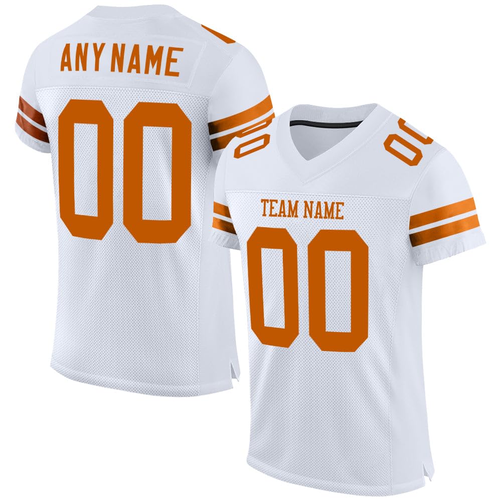 Custom White Texas Orange Mesh Football Jersey Personalized Customized Name Team Name Number Football Jersey