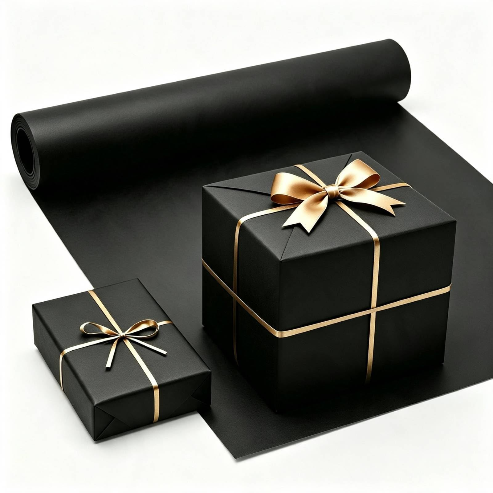 MtnLaur Black Wrapping Paper Roll 380mmx10m, Kraft Wrapping Paper, Gift Wrap Paper, Black Packaging Paper for Birthday, Mother's Day Flowers, Wedding, Anniversary, Bouquet Packaging, Arts & Craft