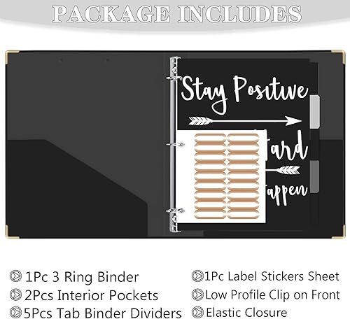 Vista 70 de Lateefah Carpeta de 3 anillas, organizador de carpetas de 1 pulgada para tamaño carta (8.5 x 11 pulgadas) con divisores y bolsillos de 5 pestañas