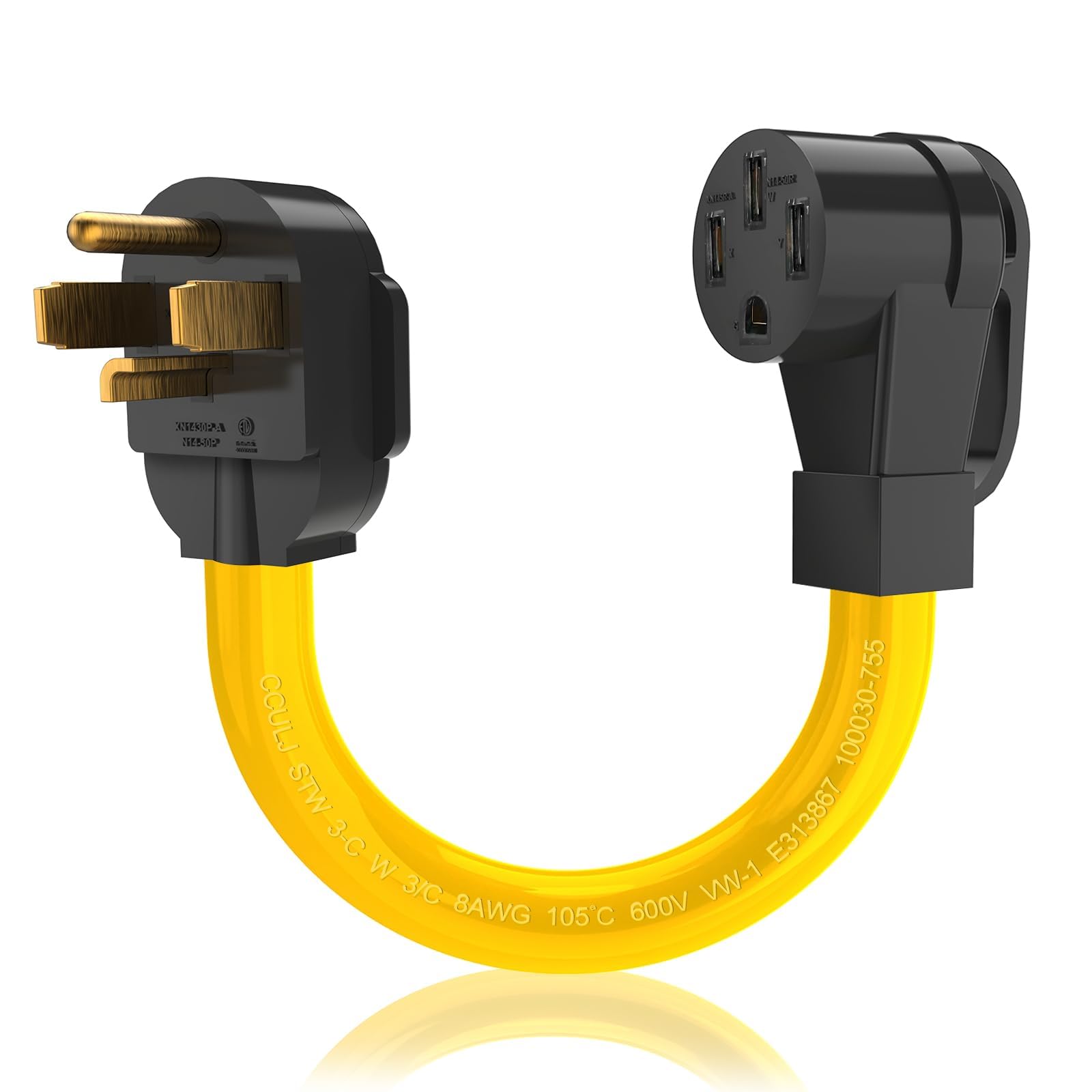 NEMA 14-30P to 14-50R EV Charger Adapter Cord, 125V/250V 4 Prong Dryer Outlet Male Plug to 50 Amp 4 Prong Female EV for Level 2 Charging Tesla Charger 10 AWG