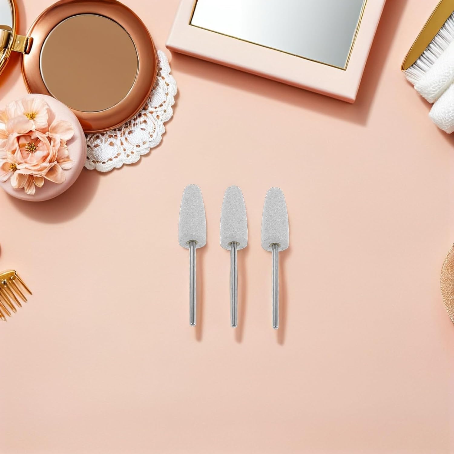 Abaodam 10pcs Silicone Rubber Nail Drill Bits Set Smoothing Polishing Grinding Tools for Manicure Pedicure Cuticle Removal Home Salon Nail Care