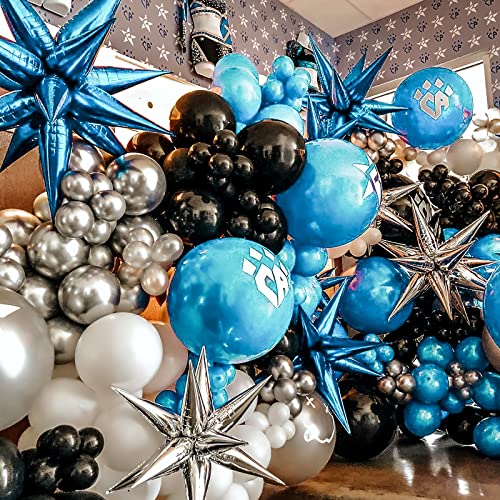 Image of PartyWoo Light Blue Star Foil Balloons 6pcs Different Sizes Pack of 27 22 Inch Large Explosion Spike Mylar Balloons for Gender Reveal Graduation Bachelorette Birthday Baby Shower Party Decorations