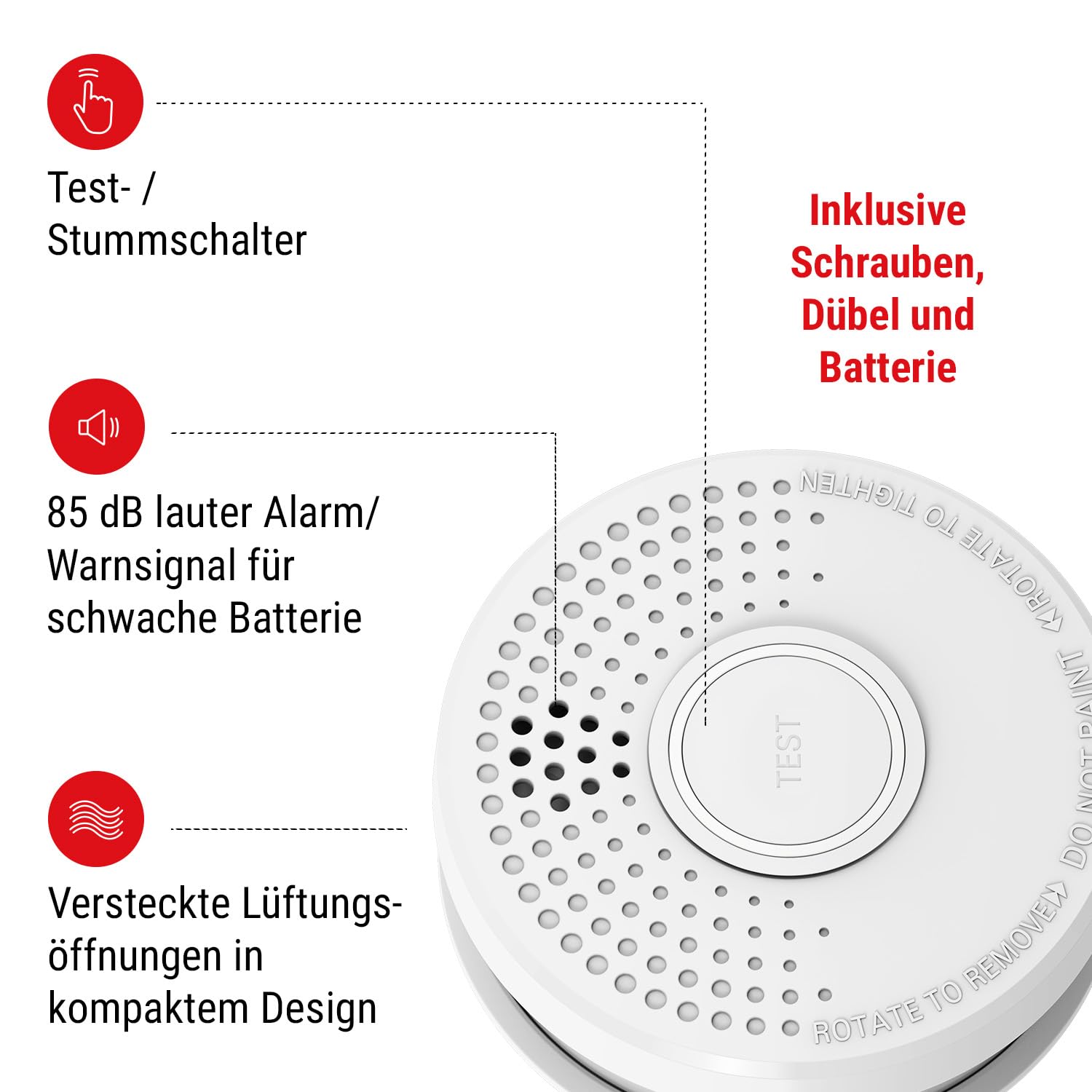 SHD Rauchmelder Set wechselbare Batterien (12x) - DIN EN14604 Geprüft & BSI-Zertifiziert, Brandmelder mit Stummschaltung & Selbsttest Funktion, Rauchmelder Magnethalter geeignet, Feuermelder