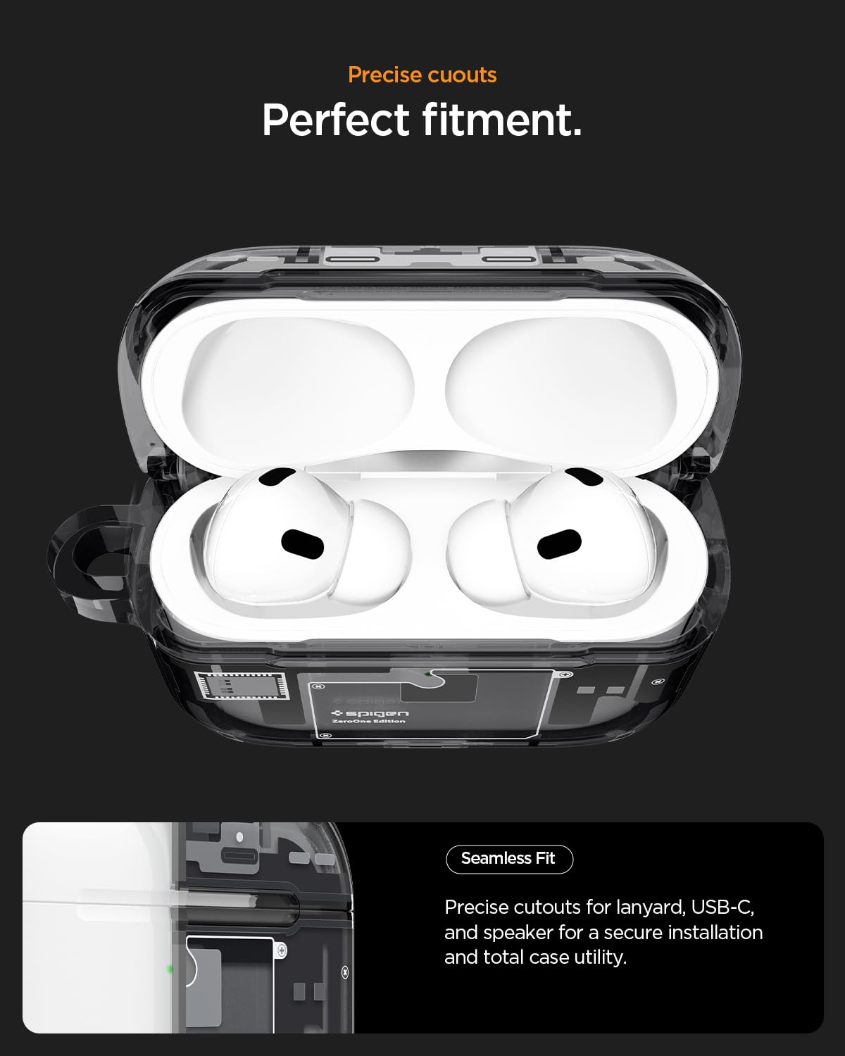 Spigen Cover Ultra Hybrid MagFit Compatible con AirPods Pro 3 (3a Generazione 2025) con Moschettone, Custodia AirPods Pro 3 - ZeroOne