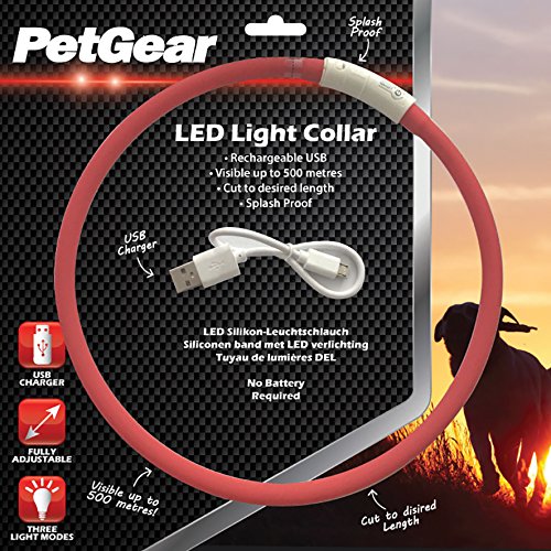 PetGear" Small Rechargeable USB LED Light Collar for Dogs
