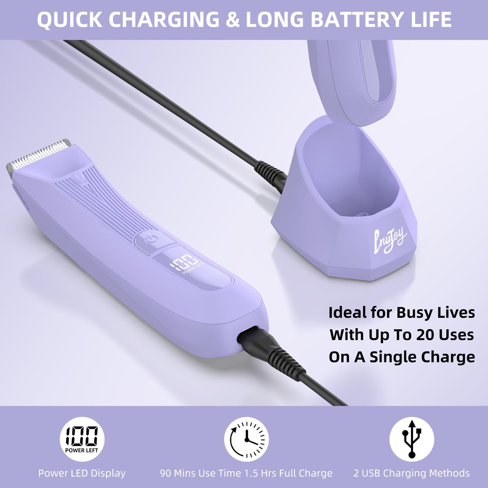 Recortadora de bikini para mujer: afeitadora eléctrica de cuerpo completo sin dolor para depilación púbica y piernas con cuchilla de cerámica hipoalergénica y ligera, impermeable 6