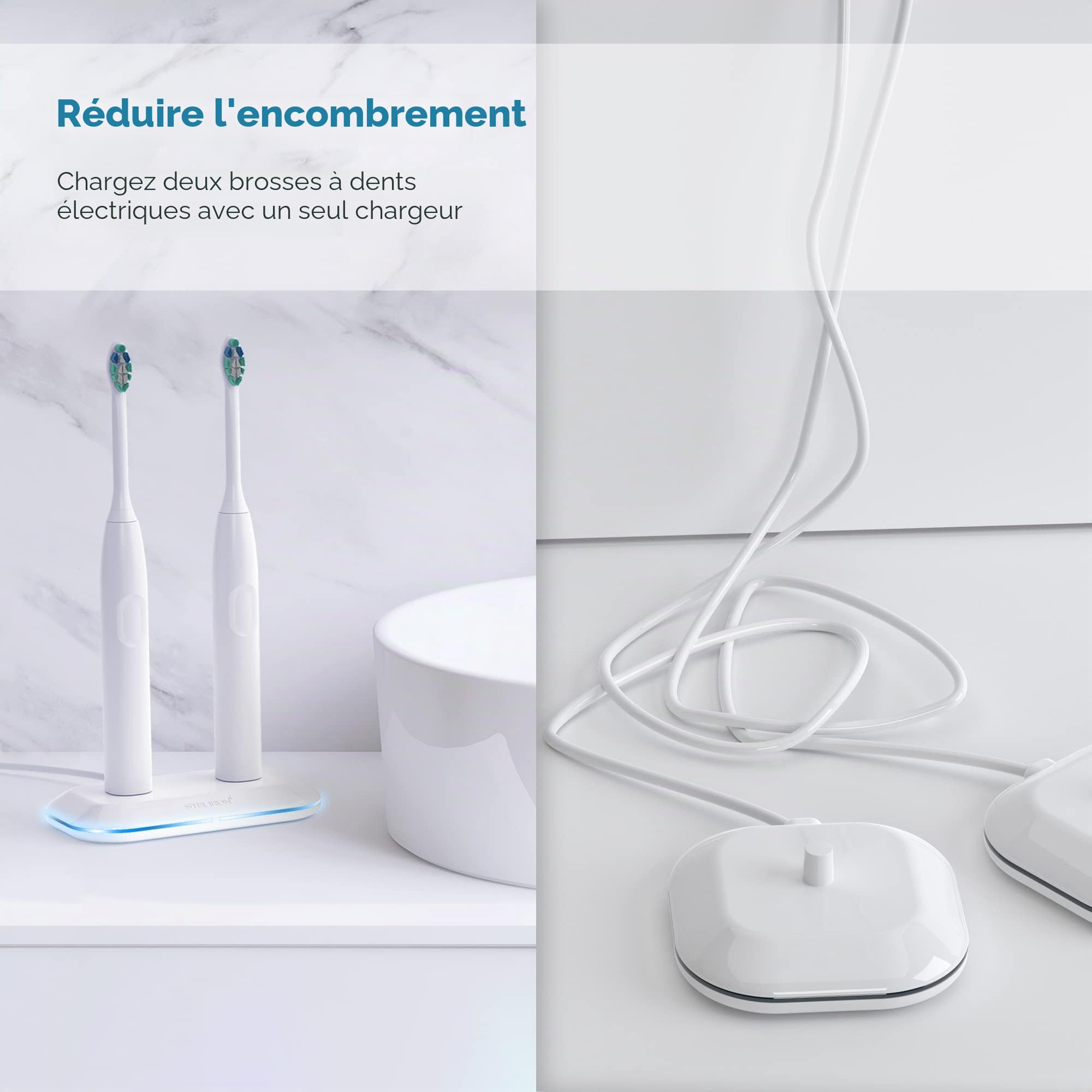 GALVANOX Chargeur Double 2-en-1 pour brosses à Dents électriques Oral-B – Compatible Braun Oral-B Pro, Vitality, Genius, Smart, IO et Kids, Remplacement Base 3757