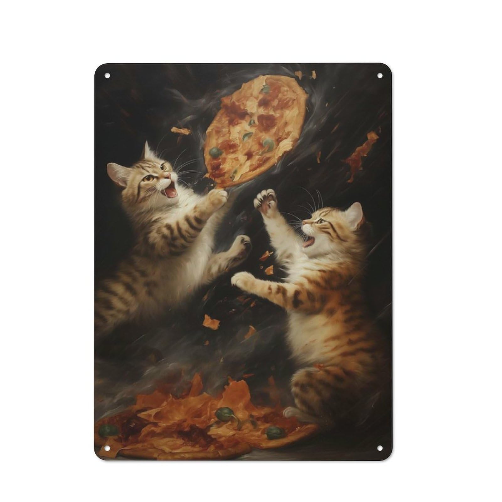 Junmoney Pizza War Cafe Style Metal Wall Decor 40X30cm, Vintage Metal Sign For Takeaway, Bar, Kitchen Or Counter Area