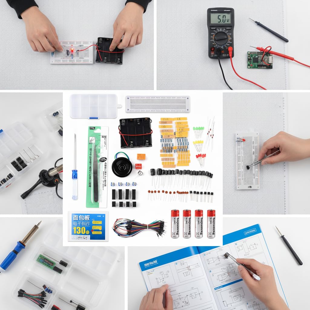 Pacchetto Addestramento Circuiti Elettronici con Circuito Integrato 555 per Costruzione Sperimentale Adatto per Principianti Appassionati E Progetti Scolastici di Tecnologia, style to 1
