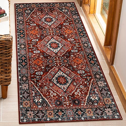 Beeiva Tapete Oriental 2x4 pies Rojo/Multi Antideslizante miniatura 1