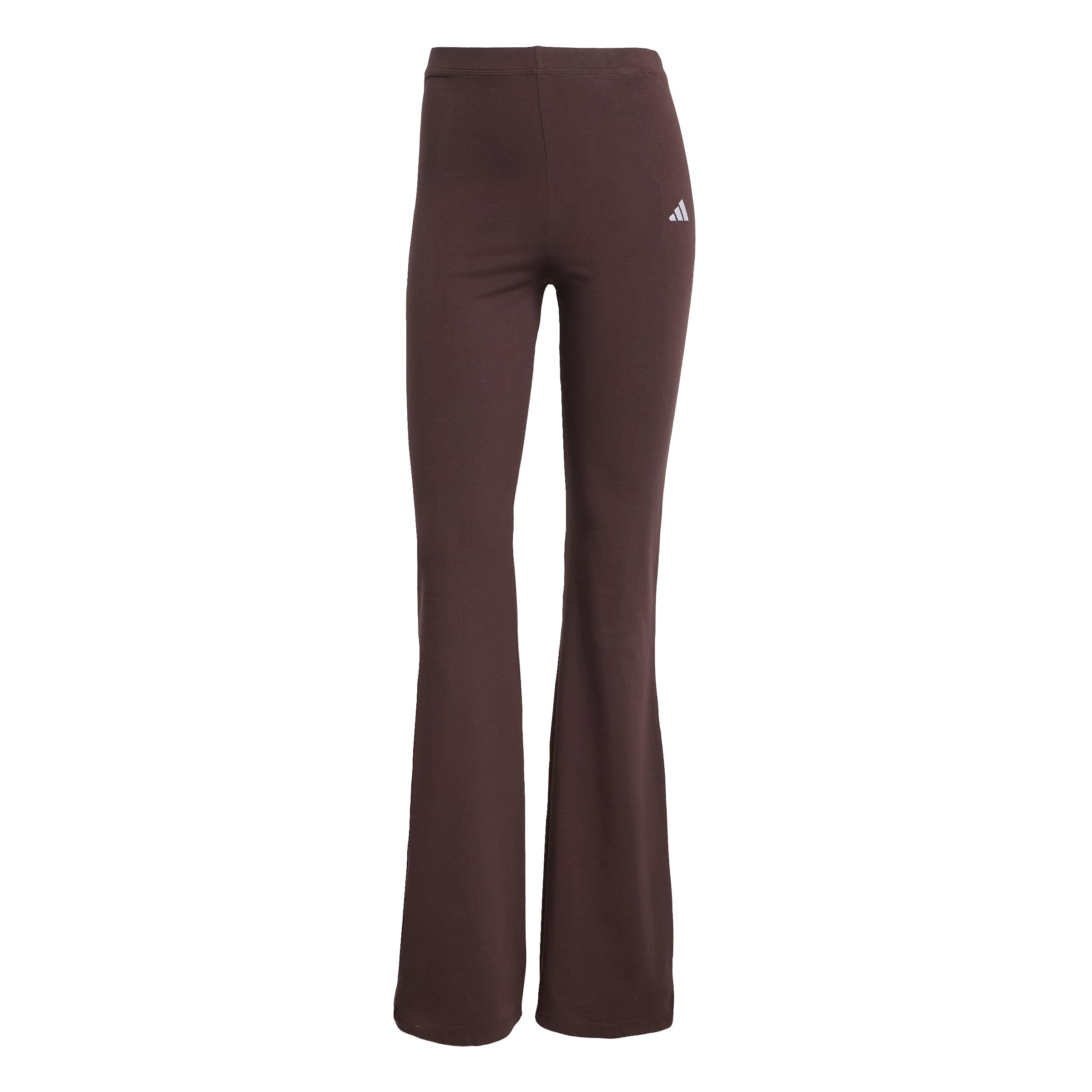 adidas Women's Essentials Small Logo Flared Leggings, Shadow Brown/White, XS