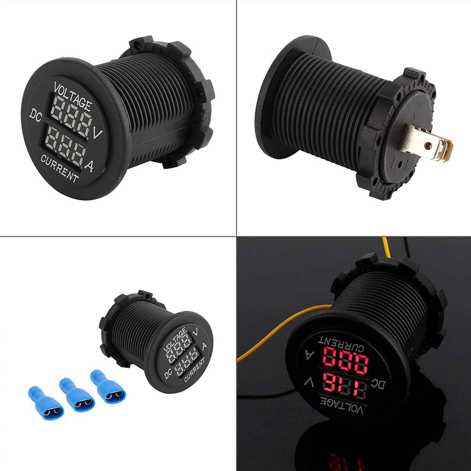 Voltmeter Ammeter, DC12-24V/10-15A Dual LED Digital Multimeter Amp Voltage Meter 2-in-1 Combination Current Tester and Voltage Tester for Automobile and Motorcycle Vehicle