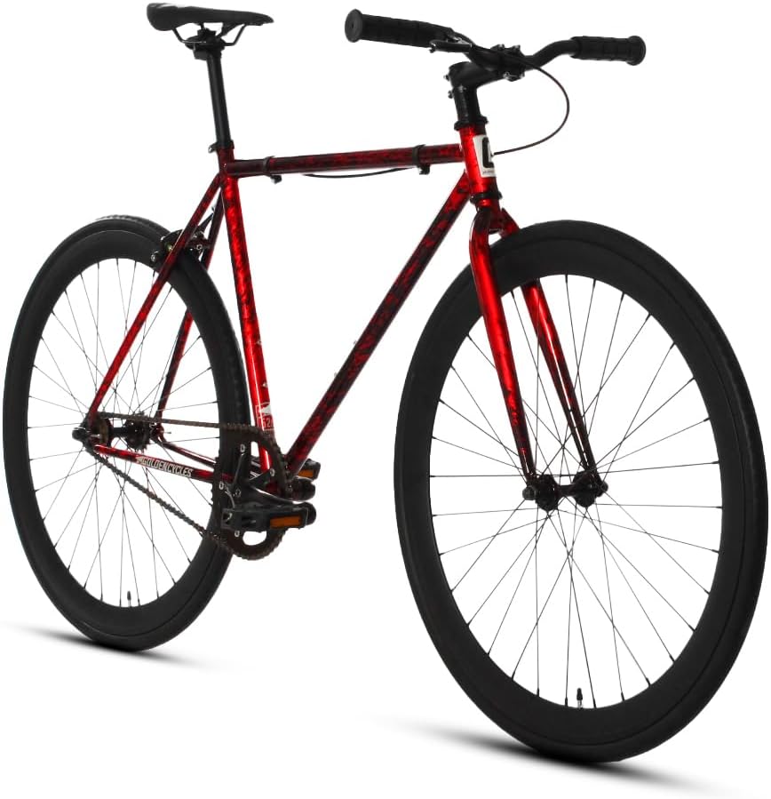 Golden Cycles Urban Commuter Single Speed Fixed Gear Bike, Red Savage
