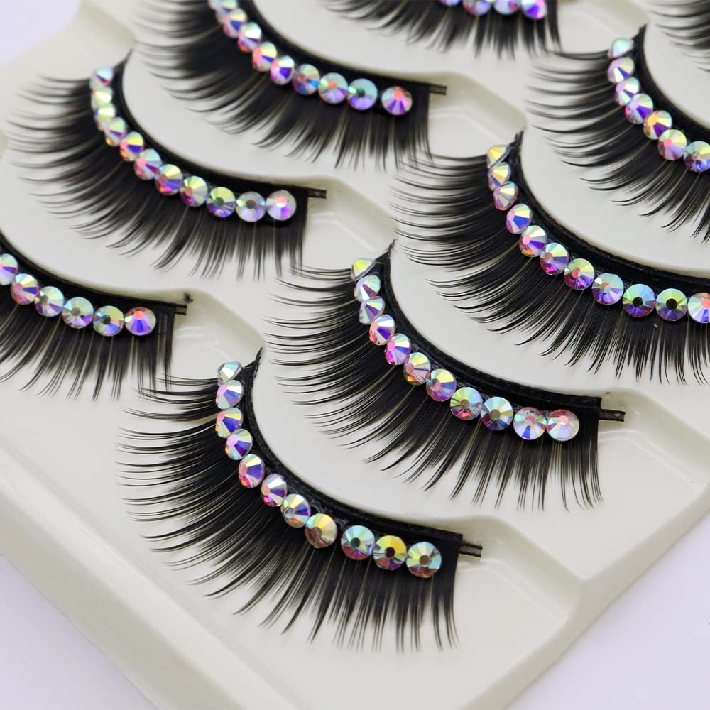 LSTHK False Eyelashes, 5 works of 3D Fake Lashes, Natural Look, Colourful False Eyelashes