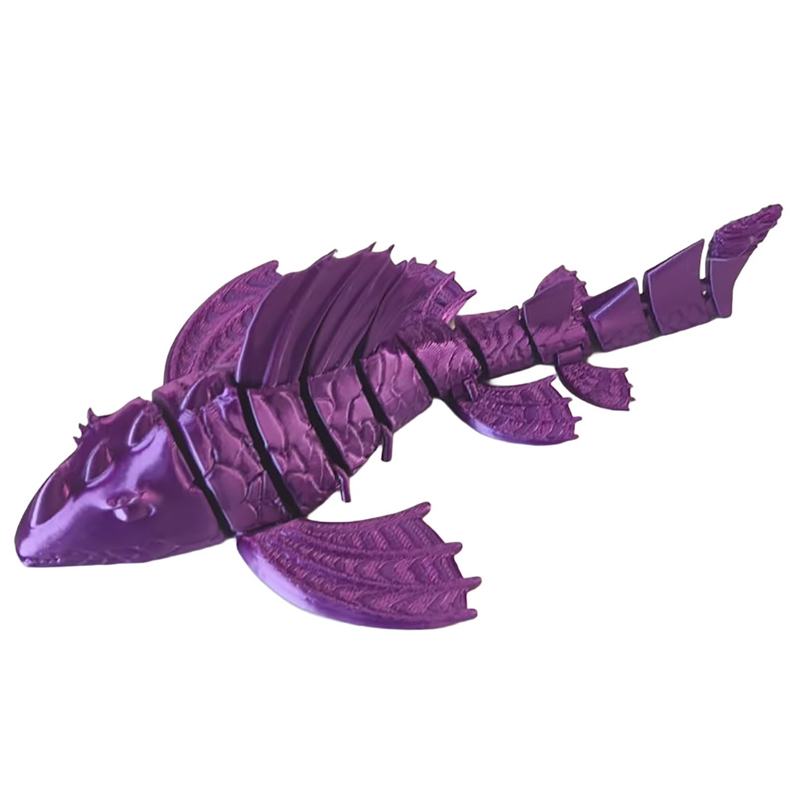 Casome Purple 3D Printed Articulated Fish Figurine, Flexible Skeleton Fish Model, Poseable Joint Fish Sculpture For Desk Decor Collectible Display(Purple)
