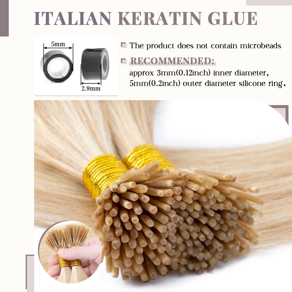 Rich Choices I Tip Hair Extensions Human Hair,100 Strands 0.5g/Strands,100% Real Remy Human Hair Extension Pre Bonded Keratin Stick In 22 Inch #18P613 Ash Blonde Highlight Bleach Blonde