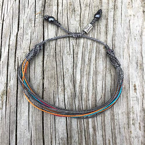 Beach Bracelet For Men And Women - Waterproof Waxed Cord Gray Teal Pink And Orange - Multistrand String Adjustable Pull Tie Summer Jewelry #TOP2