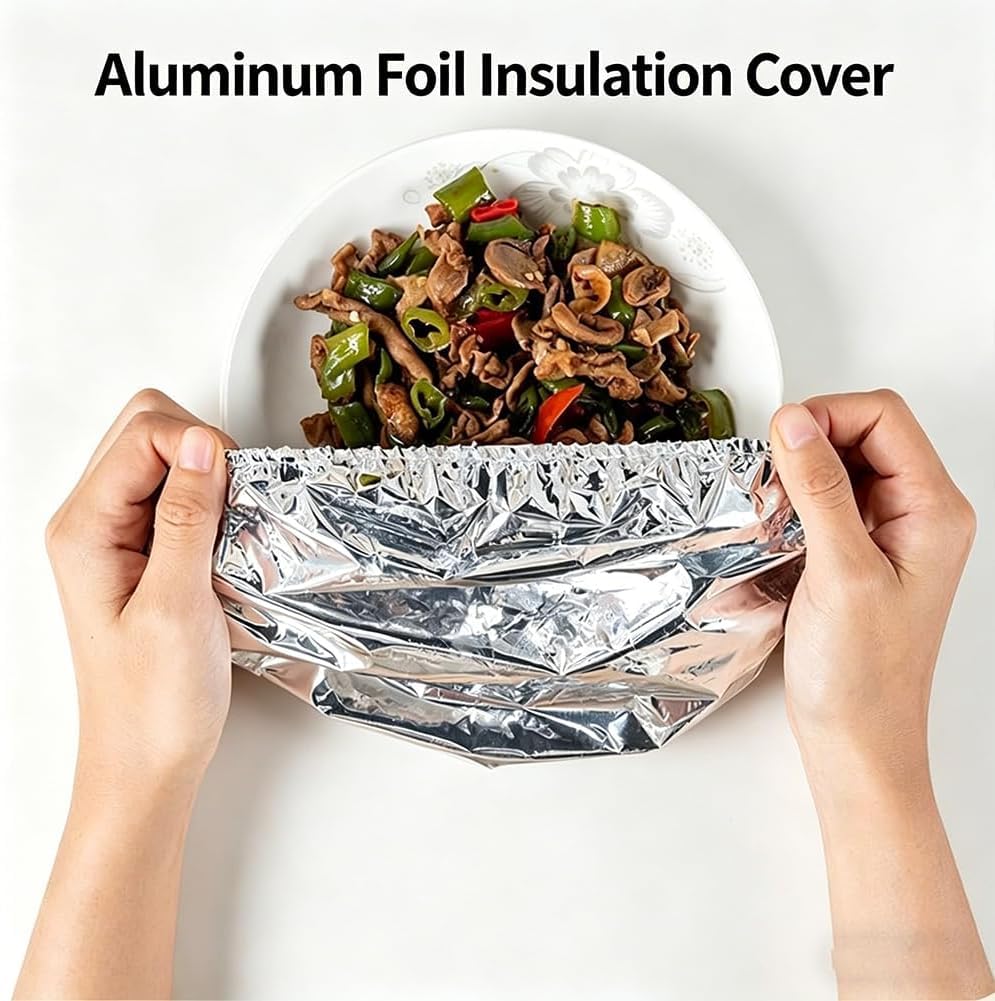 Produktbild von Alufolie Isolierhauben Mit Gummizug – 50/80/100/150 Stück, Hitzebeständig Bis 110°C, Wiederverwendbar, Für Schüsseln & Teller (11–28 Cm)
