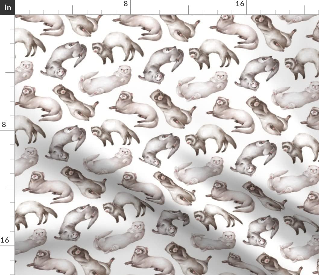 Spoonflower Fabric - Ferrets Neutral Brown White Animal Lover Otter Printed on Petal Signature Cotton Fabric by The Yard - Sewing Quilting Apparel Crafts Decor
