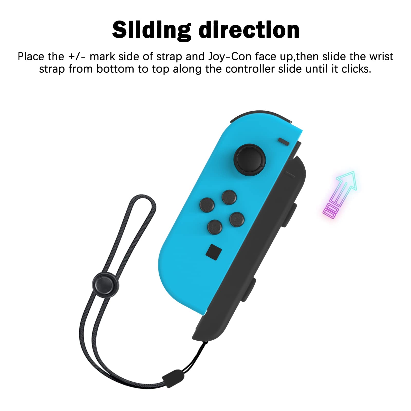 DLseego Correa de muñeca para Switch Mando Joycon,Accesorios de Agarre de Mano con Controlador de Switch,Joycon Agarres para manos,con 2 Tapas de Agarre para el Pulgar,Ajuste Ajustable,Negro