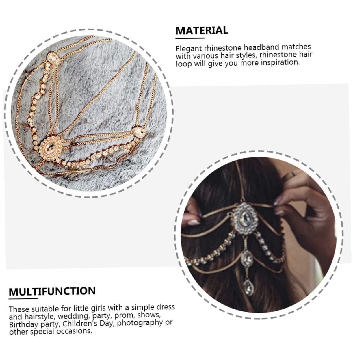 FRCOLOR 3stücke Ethnisches Haarband Mit Quasten Und Strass Goldfarbene Kopfbedeckung Für Hochzeiten Partys Und Besondere Anlässe Bequemes Haaraccessoire Für Damen Und Mädchen
