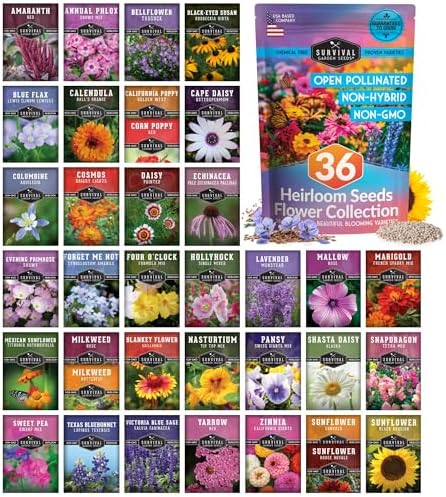 Flower Seeds Garden Kit - 36 Packs of Annual & Perennial Flowers ...
