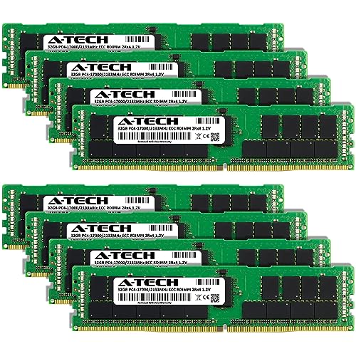 Image of A-Tech 256GB Kit (8x32GB) DDR4 2133MHz PC4-17000 ECC RDIMM 2Rx4 Dual Rank 1.2V ECC Registered DIMM 288-Pin Server & Workstation RAM Memory Upgrade Modules (A-Tech Enterprise Series)