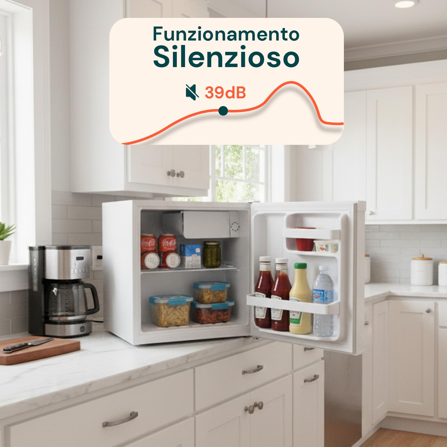 Avilia - Mini Frigo da Banco 45L con Vano Refrigerante e Porta Reversibile – Frigorifero Piccolo Compatto e Silenzioso per Ufficio, Camera o Spazi Ridotti