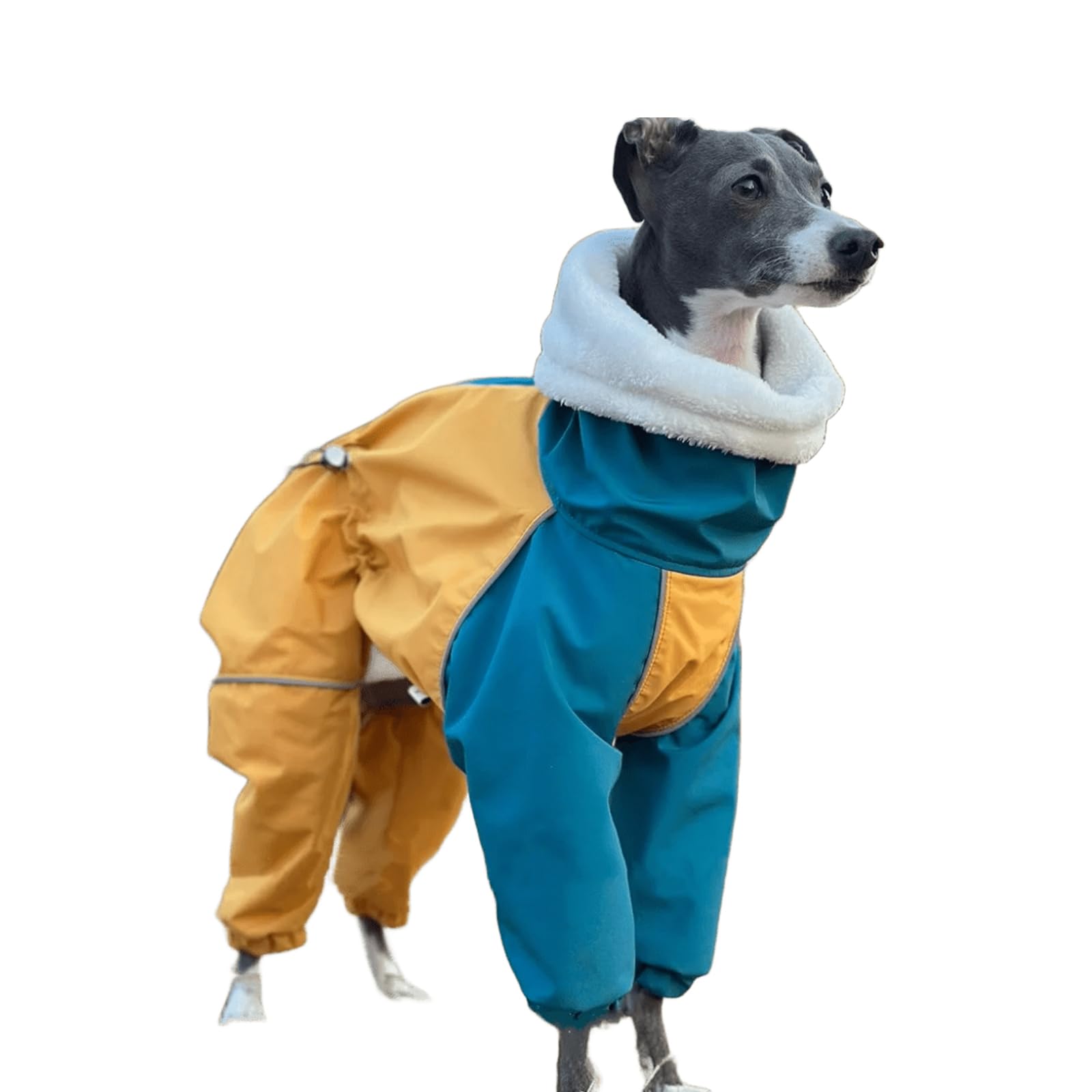 UOSIA Dog Raincoat Winter 4-Legged Jacket Windproof Waterproof Zipper Coat Fleece Thick Warm Turtleneck RainCoat For Italian Greyhound